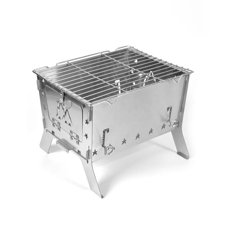 Mesa de fuego plegable multifuncional pequeña de acero inoxidable