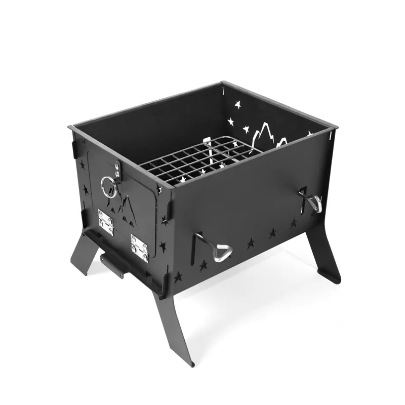 Mesa pequeña plegable multifuncional de color negro para fogata