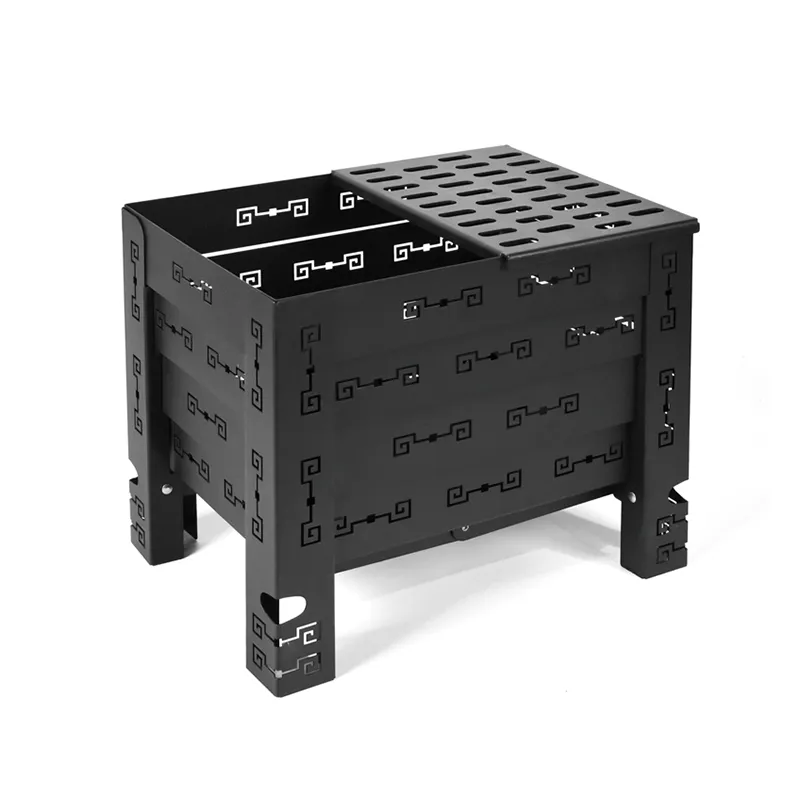 Mesa de fuego plegable cuadrada negra