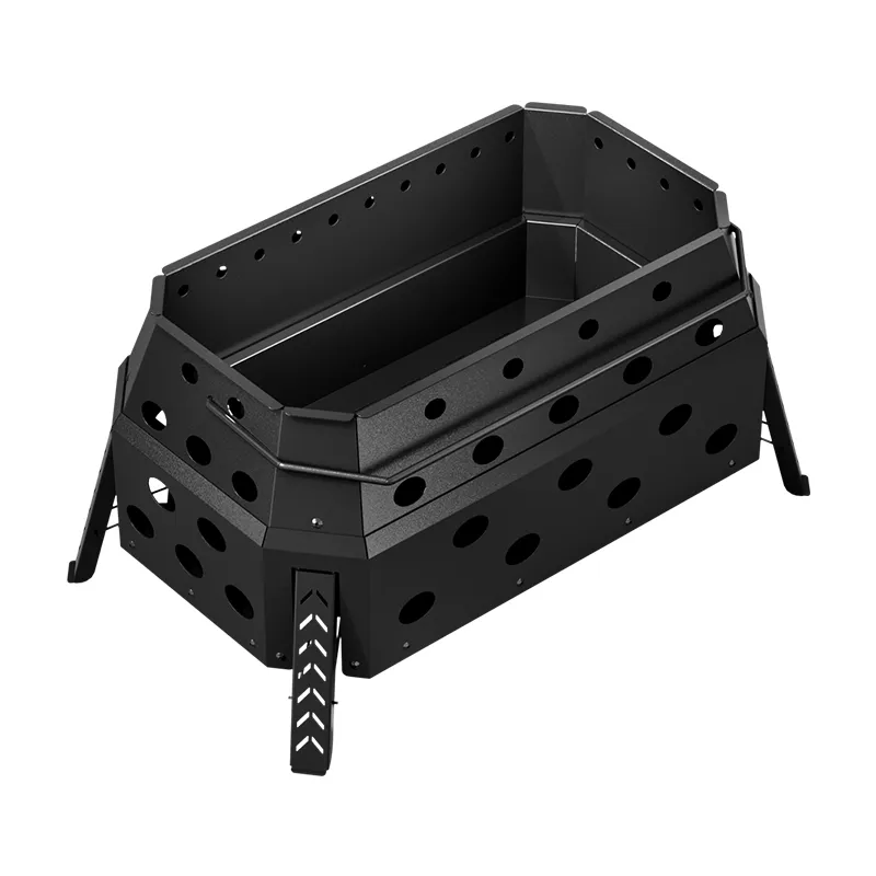Mesa de fuego rectangular desmontable de color negro