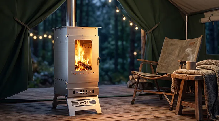 Chimenea portátil para tienda de campaña, estufa de leña